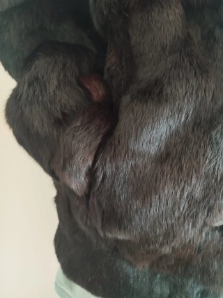 Chaquetón de pelo de conejo marrón