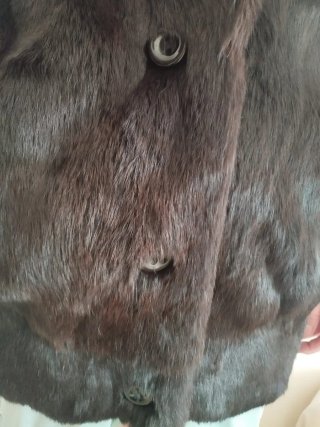 Chaquetón de pelo de conejo marrón