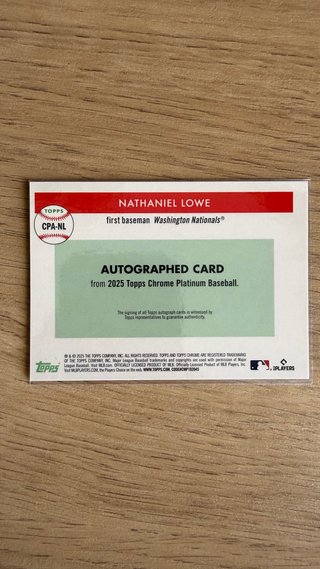 Nathaniel Lowe Auto Topps Chrome Platinum