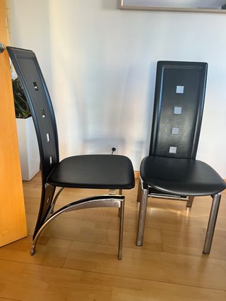 6 Sillas de Salón Negras y Plateadas (no envio)