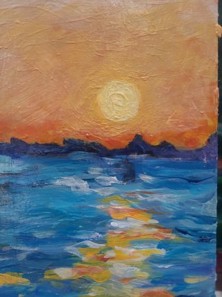 Pintura acrílica paisaje veneciano original de T.B