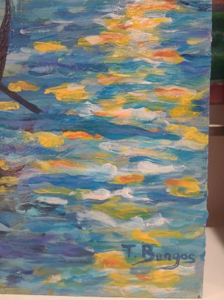 Pintura acrílica paisaje veneciano original de T.B