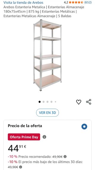 Arebos Estanteria Metalica 180x75x45 cm 875 Kg