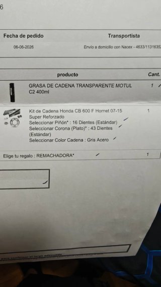Kit Cadena D.I.D Moto Honda CB 600 F Hornet