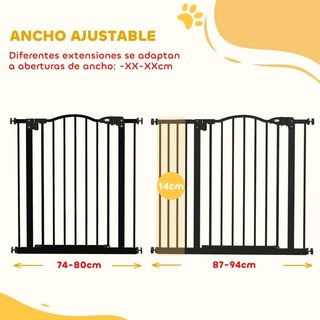 Barrera de Seguridad para Perros 74-94 cm Negro
