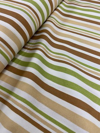Tessuto Cotone Righe Marrone e Verde