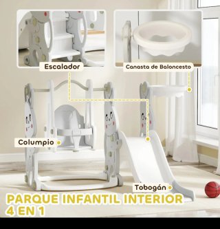Tobogán infantil columpio y canasta 4 en 1