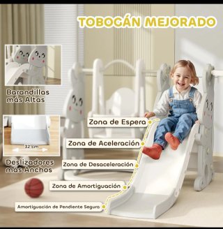 Tobogán infantil columpio y canasta 4 en 1