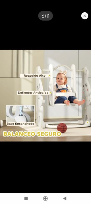 Tobogán infantil columpio y canasta 4 en 1