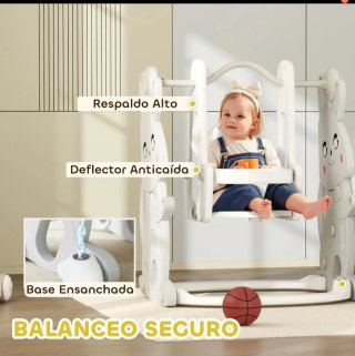Tobogán infantil columpio y canasta 4 en 1