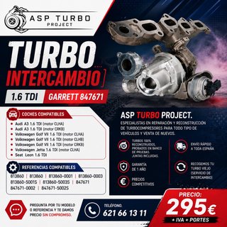 TURBO INTERCAMBIO 1.6 TDI GARRETT 847671