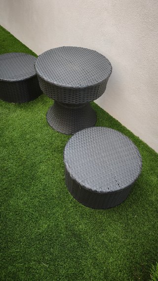 Mesa y 2 sillas jardín mimbre negro