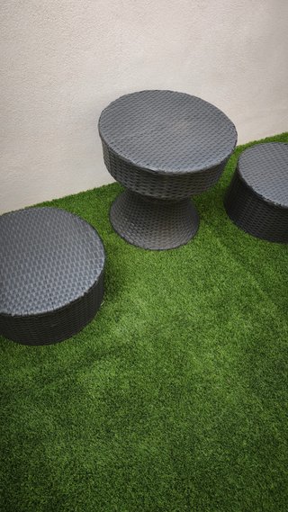 Mesa y 2 sillas jardín mimbre negro