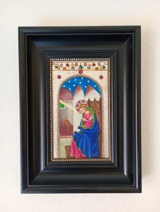Cuadro decorativo con pintura sobre pan de plata