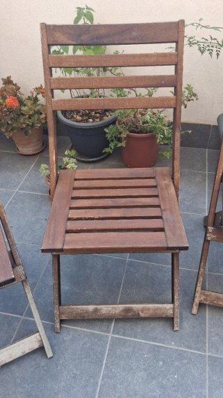 Conjunto 4 Sillas Madera Terraza Plegables