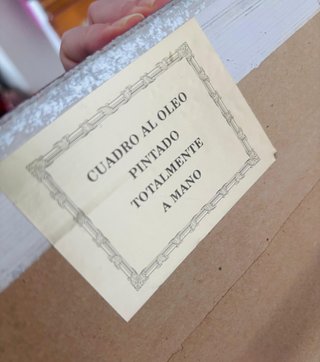 Cuadro al óleo Puerto con marco