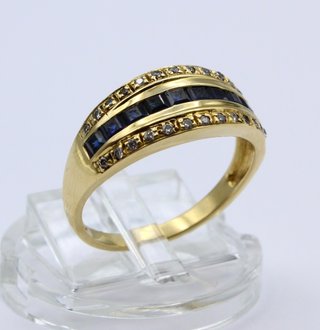 Anillo Oro 18kt Zafiros y Diamantes