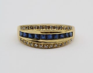Anillo Oro 18kt Zafiros y Diamantes
