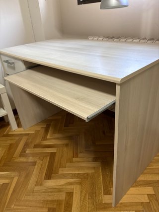 Escritorio madera y blanco con cajón