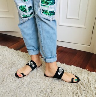 Sandalias piel 40 con pedrería