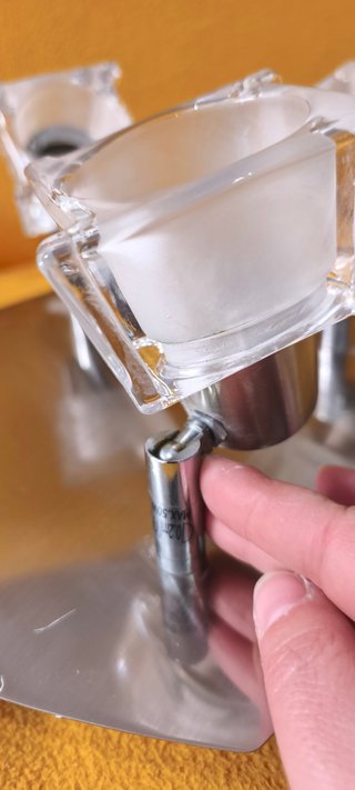 Plafón techo 4 focos cristal y acero