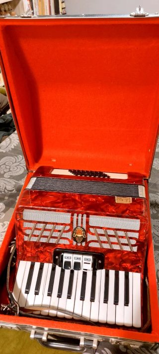 Acordeón Rojo Brillante con Estuche