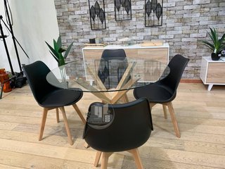 MESA REDONDA DE CRISTAL + 4 SILLAS