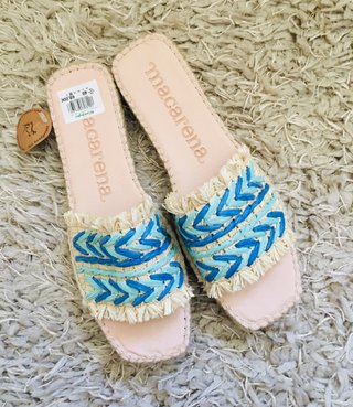 Sandalias Macarena Talla 40 Beige/Azul