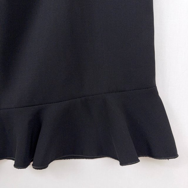 Vintage Black Ruffle Hem Midi Skirt