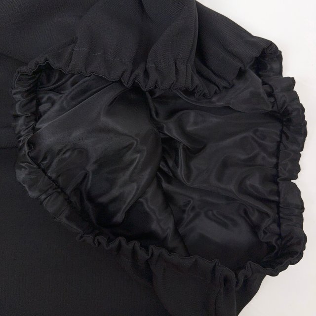 Vintage Black Ruffle Hem Midi Skirt