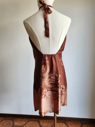 Vestito corto estivo Halter marrone Taglia S/M