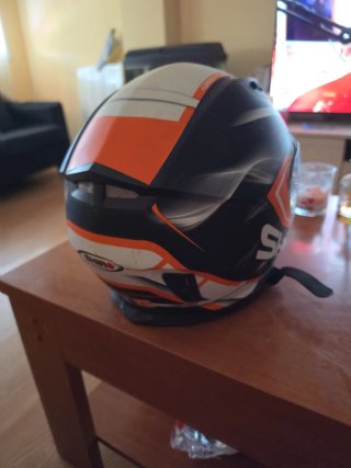 Casco Moto SHIRO Talla M Naranja Blanco