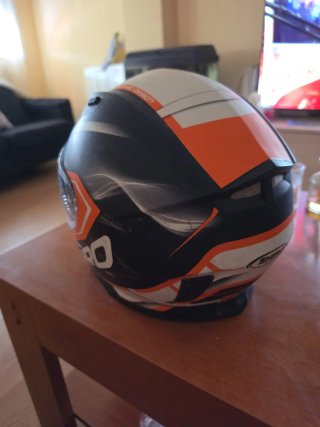 Casco Moto SHIRO Talla M Naranja Blanco
