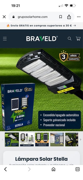 Lámpara Solar LED BRAVELD ESTELLA 1000W