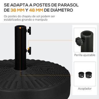 Soporte Base Parasol Agua y Arena 29kg Ø38/48mm