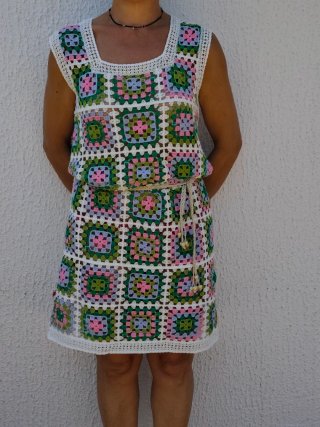 Vestido crochet veraniego multicolor