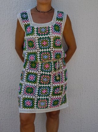 Vestido crochet veraniego multicolor