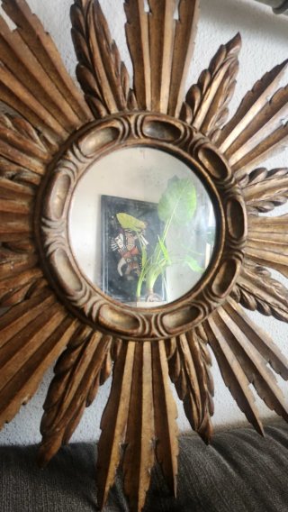 Espejo Sol Antiguo Madera Dorado