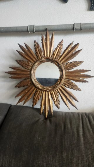 Espejo Sol Antiguo Madera Dorado