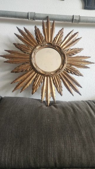 Espejo Sol Antiguo Madera Dorado