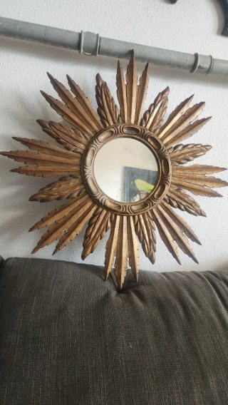 Espejo Sol Antiguo Madera Dorado