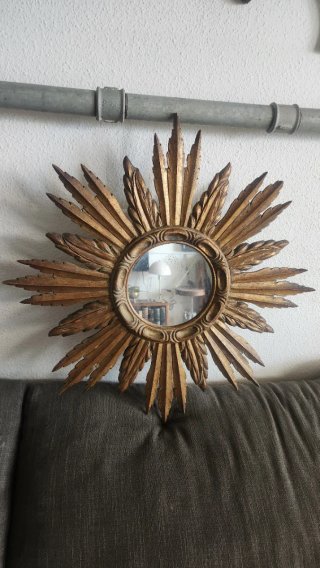 Espejo Sol Antiguo Madera Dorado