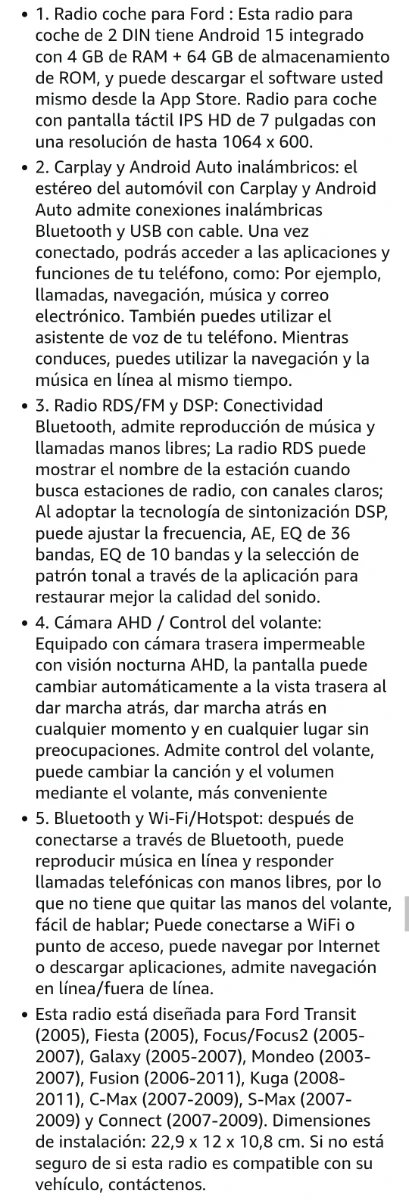 Radio 4 RAM/64GB Ford Transit, Fiesta, Focus, Gala