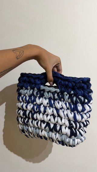 Bolso Trapillo Crochet Tonos Azules