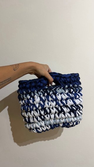 Bolso Trapillo Crochet Tonos Azules