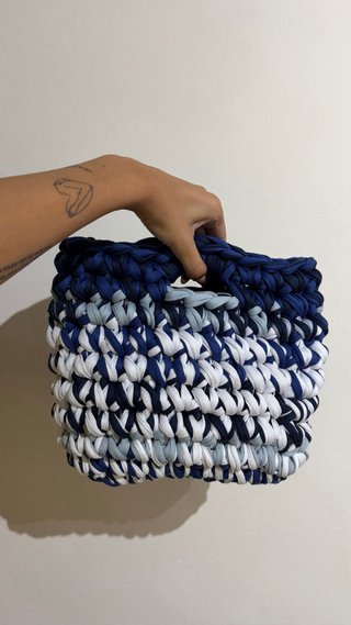 Bolso Trapillo Crochet Tonos Azules