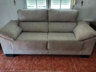 Sofá de 3 plazas beige/gris