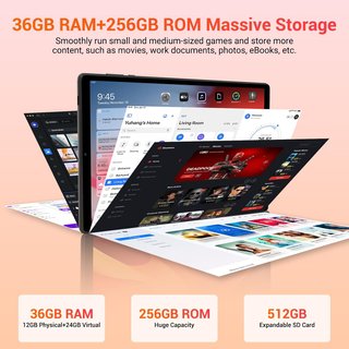 Tablet TIGERFU 10.4 12+24GB RAM 256GB ROM WiFi 5G