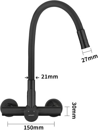 Rubinetto Cucina Parete Acciaio Nero