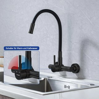Rubinetto Cucina Parete Acciaio Nero